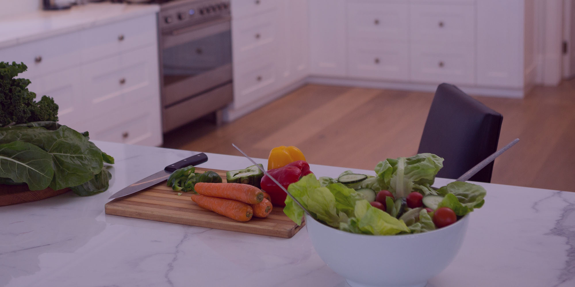 Légumes coupés et préparés pour un repas à domicile
